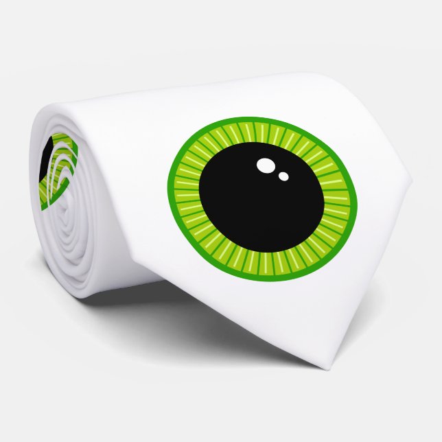 Funny Cute Green Eyeballs Tie (Rolled)