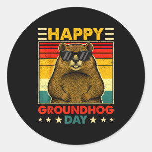 Funny Cute Ground Hog Animal Lovers Happy Groundho Classic Round Sticker