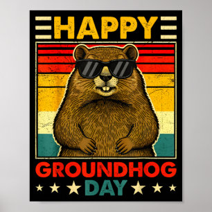 Funny Cute Ground Hog Animal Lovers Happy Groundho Poster