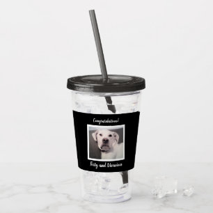 Funny Cute Grumpy White Dog 40th Birthday Black Acrylic Tumbler