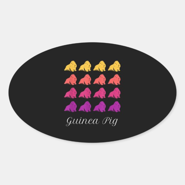 Funny Cute Guinea Pig Hamster Oval Sticker (Front)