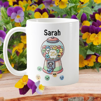 Funny Cute Gumball Machine,Custom Kids Name Coffee Mug