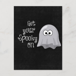 Funny, Cute Halloween Ghost; Get your Spooky On Postcard