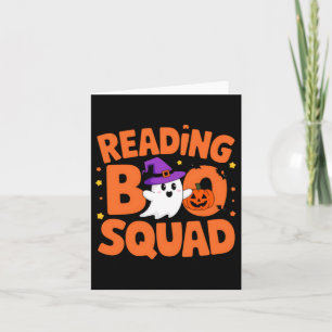 Funny Cute Halloween Reading Boo Squad Costume Card