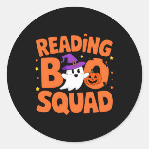 Funny Cute Halloween Reading Boo Squad Costume Classic Round Sticker