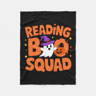 Funny Cute Halloween Reading Boo Squad Costume Fleece Blanket