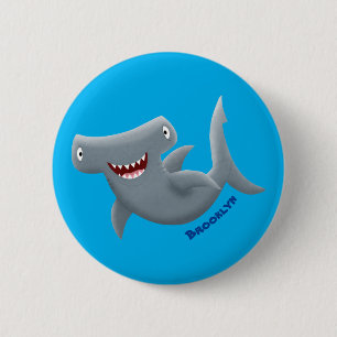 Funny cute Hammerhead shark cartoon 6 Cm Round Badge