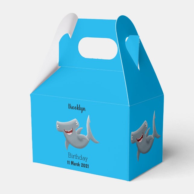 Funny cute Hammerhead shark cartoon Favour Box (Front Side)