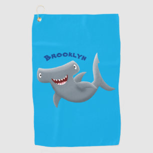 Funny cute Hammerhead shark cartoon Golf Towel