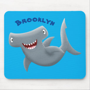 Funny cute Hammerhead shark cartoon Mouse Pad