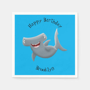 Funny cute Hammerhead shark cartoon Napkin