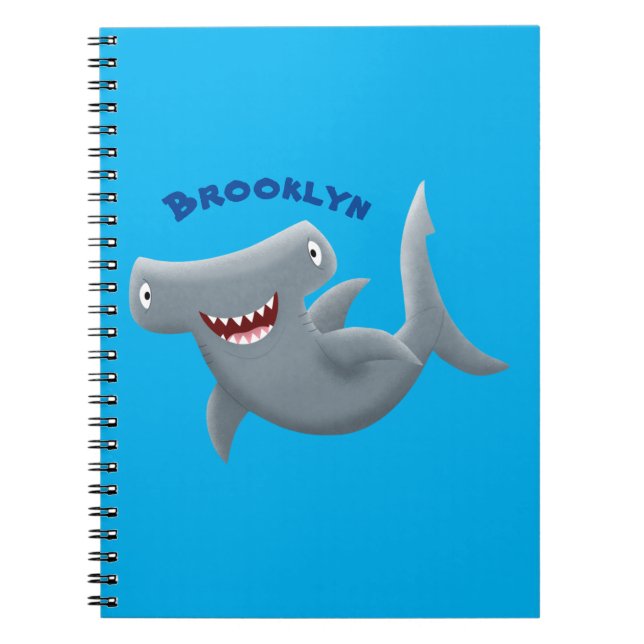 Funny cute Hammerhead shark cartoon Notebook (Front)