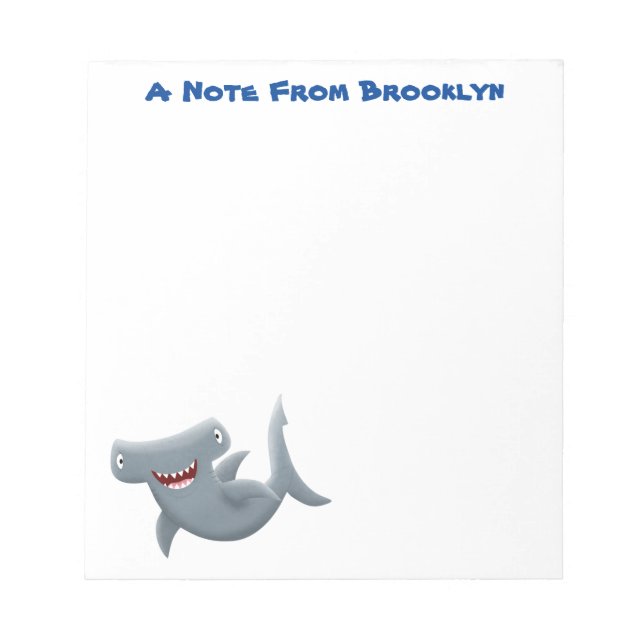 Funny cute Hammerhead shark cartoon Notepad (Front)