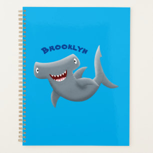 Funny cute Hammerhead shark cartoon Planner