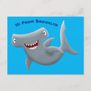 Funny cute Hammerhead shark cartoon  Postcard