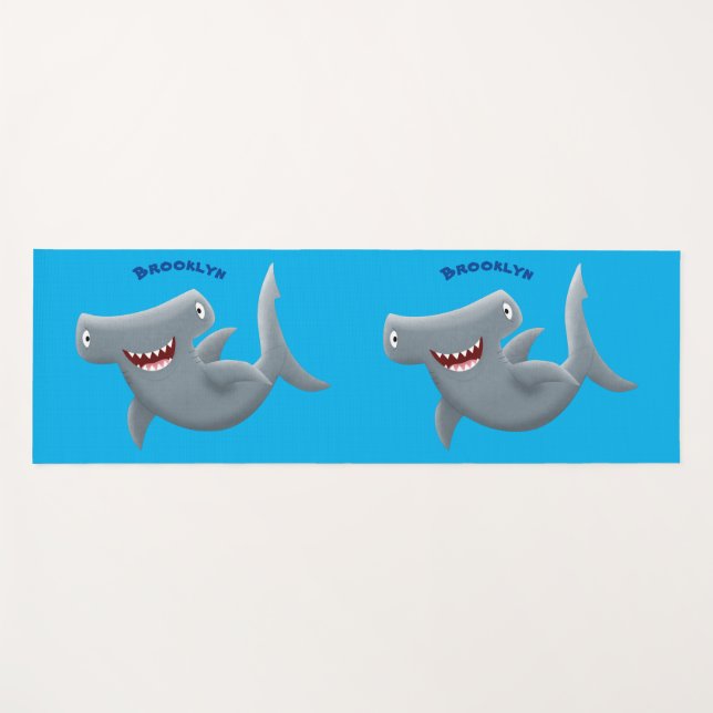 Funny cute Hammerhead shark cartoon Yoga Mat (Front (Horizontal))