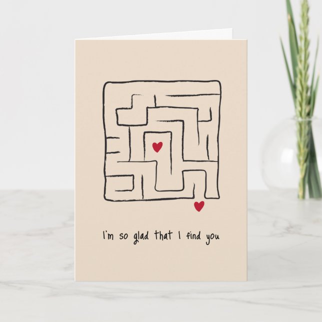 Funny Cute hand drawn Maze Valentine's day Card (Front)