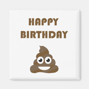 Funny Cute Happy Birthday Party Poop Emoji Magnet