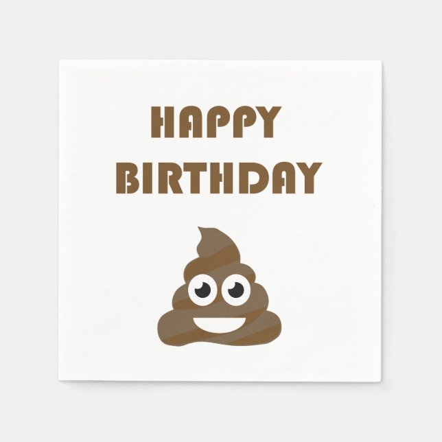 Funny Cute Happy Birthday Party Poop Emoji Napkin (Front)