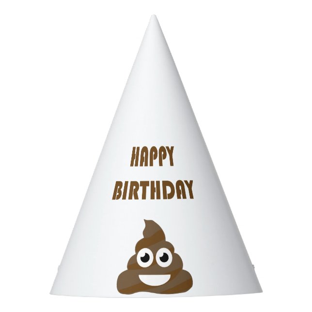 Funny Cute Happy Birthday Party Poop Emoji Party Hat (Front)
