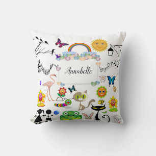 Funny Cute Happy Cartoon Characters Personalise Cushion