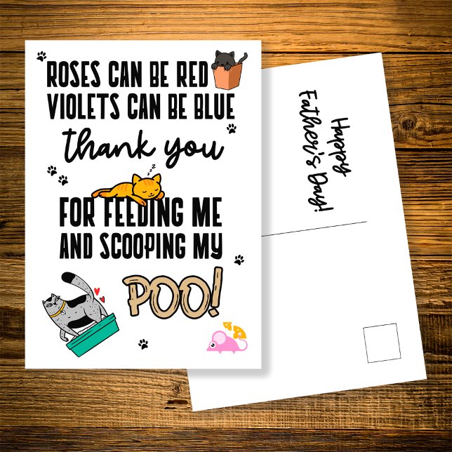 Funny Cute Happy Father's Day From Cat Postcard (Creator Uploaded)
