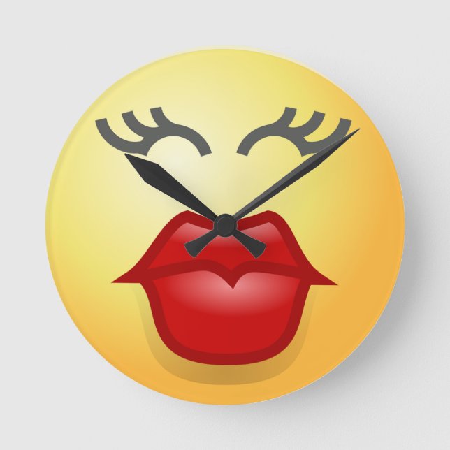 Funny Cute Happy Kiss Clock Love (Front)