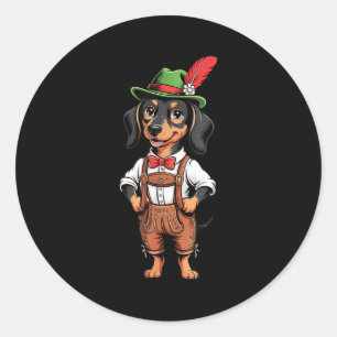 Funny Cute Hat Dog German Beer Party Men Women Classic Round Sticker
