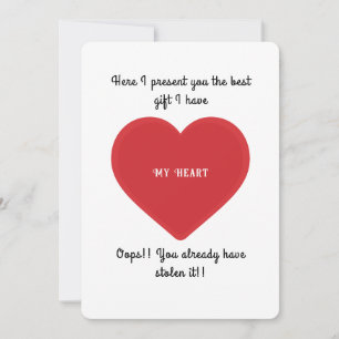 Funny Cute Heart I Love you Valentines Day Card