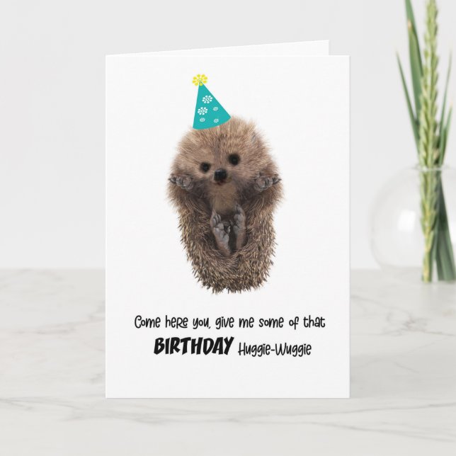 Funny Cute Hedgehog Birthday Greeting Card (Front)