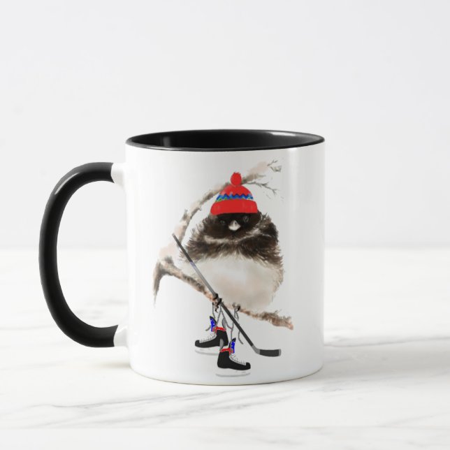 Funny, Cute Hockey Chick, Sport Bird Mug (Left)