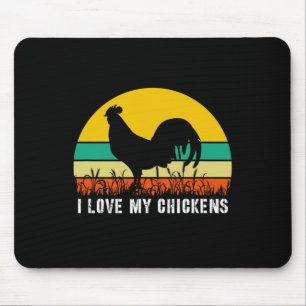 Funny Cute I Love My Chickens Retro Vintage Rooste Mouse Pad