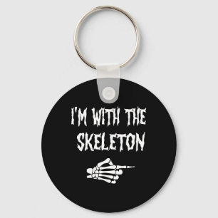 Funny Cute I'm With Skeleton Halloween Couples Mat Key Ring