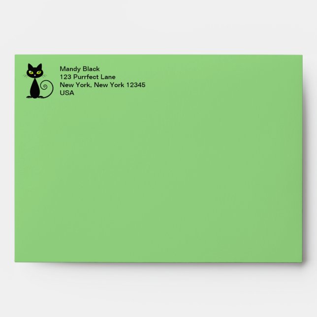 Funny Cute I've Moved Black Cat Announcement Envelope (Front)