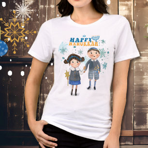 Funny Cute Jewish Couple Happy Hanukkah Tri-Blend Shirt