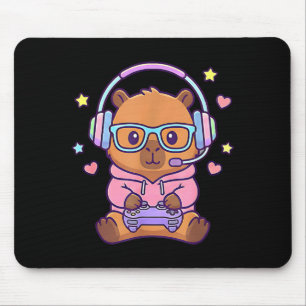 Funny cute kawaii capybara gamer gaming boys mouse pad