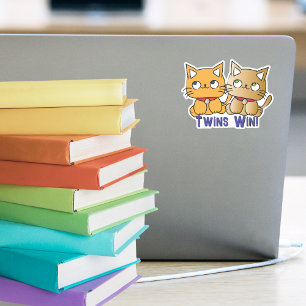 Funny Cute Kawaii Twin Cats Cartoon Custom Saying