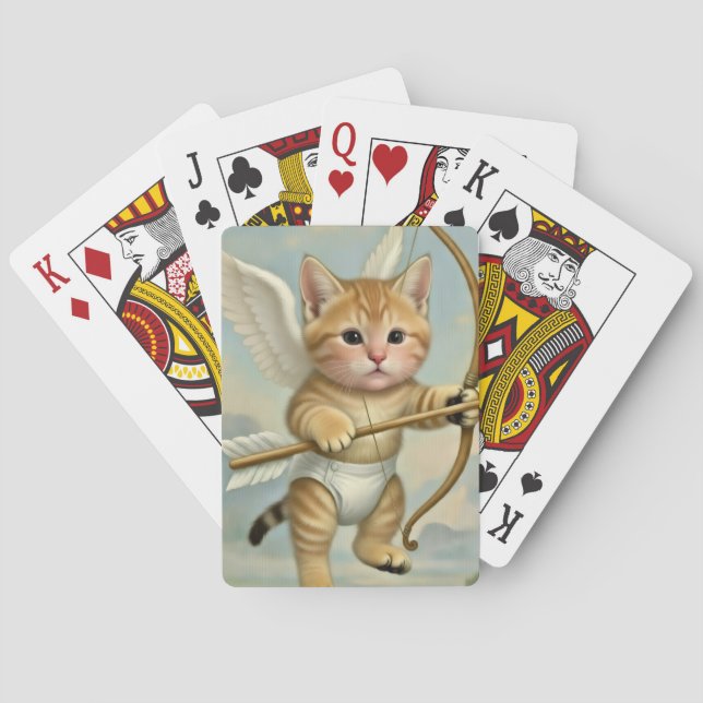 Funny Cute Kitten Cupid Playing Cards (Back)