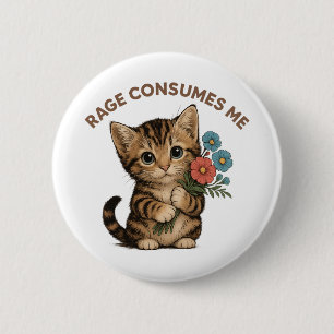 Funny Cute Kitten Rage Consumes Me 6 Cm Round Badge