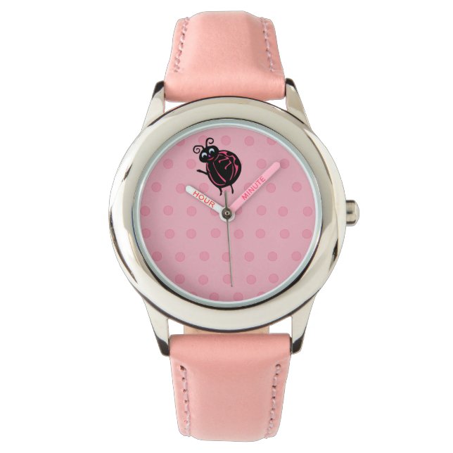 Funny Cute Ladybug Kids Girls Wrist Watch (Front)