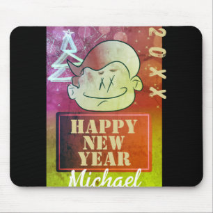 Funny Cute Little Cartoon Boy Happy New Year T Shi Mouse Pad