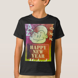 Funny Cute Little Cartoon Boy Happy New Year T Shi T-Shirt