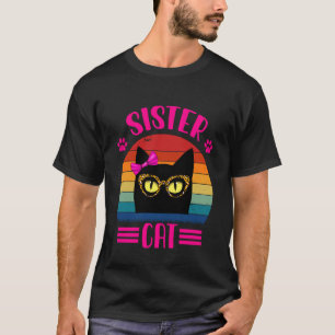 Funny Cute Little Sister Cat with Leopard Glasses  T-Shirt