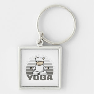 Funny cute llama doing yoga. funny yoga poses key ring