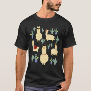 Funny Cute Llama Squad Pose Picture T-Shirt