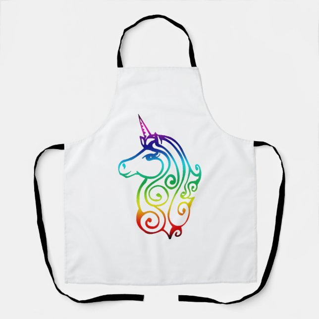 funny cute lovely colourful unicorn apron (Front)