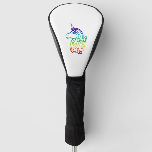 funny cute lovely colourful unicorn golf head cover (Front)