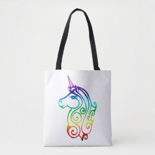 funny cute lovely colourful unicorn tote bag