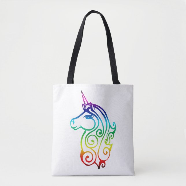 funny cute lovely colourful unicorn tote bag (Front)