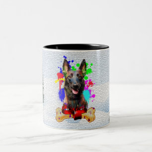 Funny, Cute Malinois Dog Christmas Two-Tone Coffee Mug